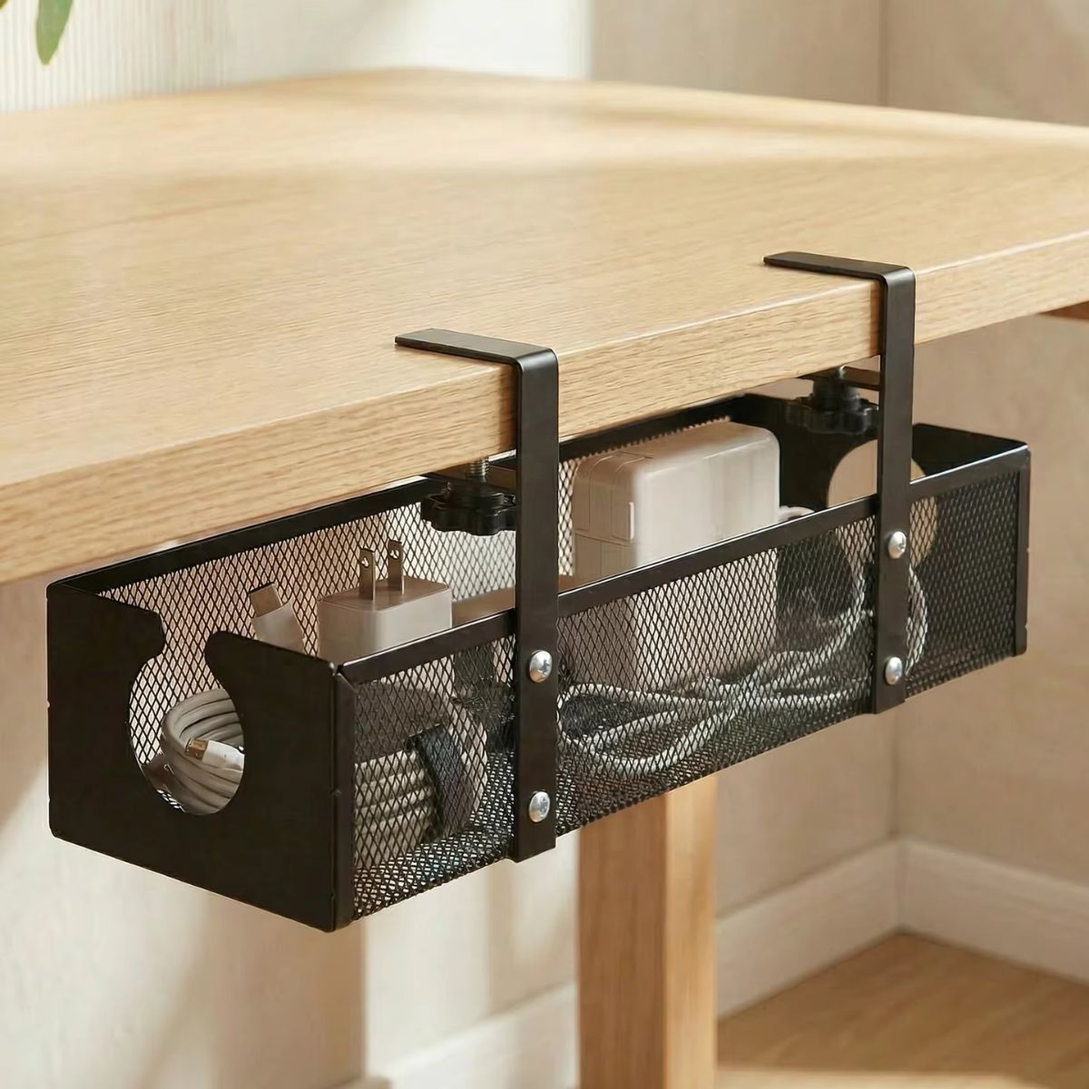 No-Drill Carbon Steel Under Desk Cable Tray