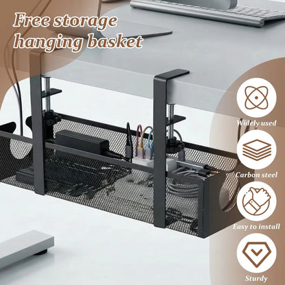 No-Drill Carbon Steel Under Desk Cable Tray