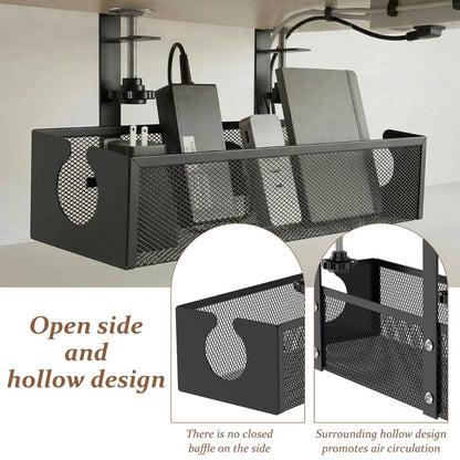 No-Drill Carbon Steel Under Desk Cable Tray